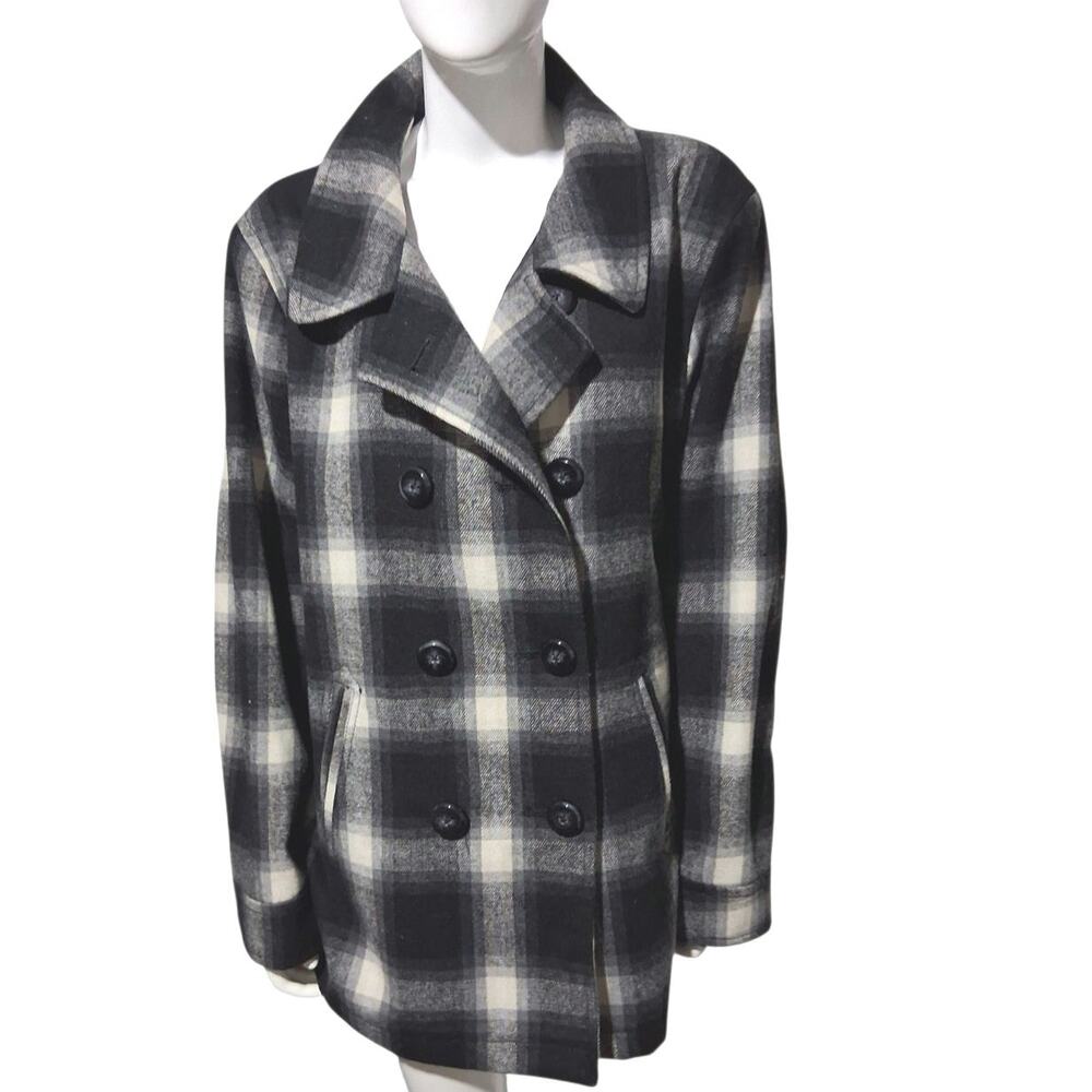 Old Navy‎ Women's size XXL Plaid Double Breasted Casual Outerwear Wool Peacoat